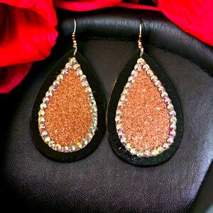 Rose gold faux leather earrings